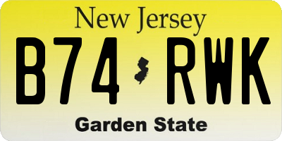NJ license plate B74RWK