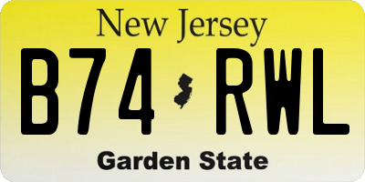 NJ license plate B74RWL