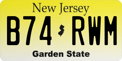 NJ license plate B74RWM