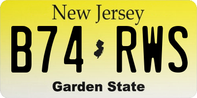 NJ license plate B74RWS
