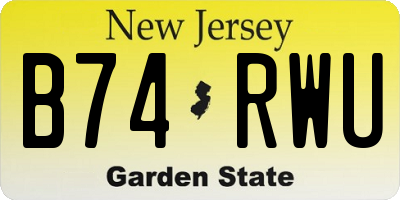 NJ license plate B74RWU