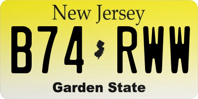 NJ license plate B74RWW