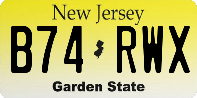 NJ license plate B74RWX