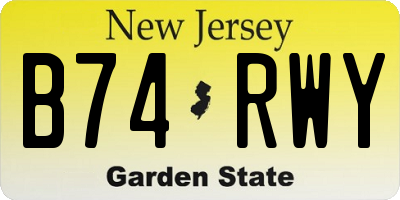 NJ license plate B74RWY