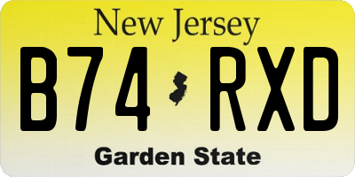 NJ license plate B74RXD