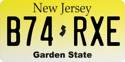 NJ license plate B74RXE