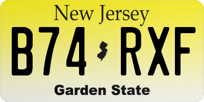 NJ license plate B74RXF