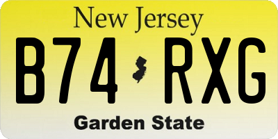 NJ license plate B74RXG