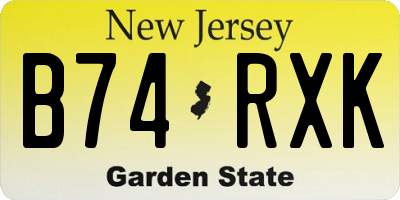 NJ license plate B74RXK