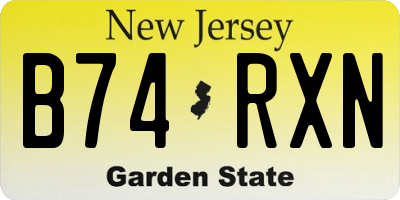 NJ license plate B74RXN