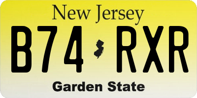 NJ license plate B74RXR