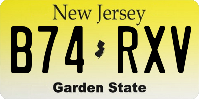 NJ license plate B74RXV