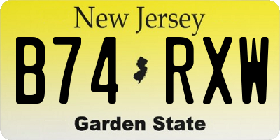 NJ license plate B74RXW