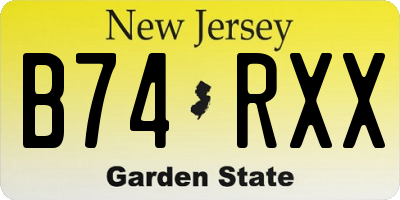 NJ license plate B74RXX
