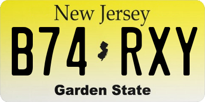 NJ license plate B74RXY