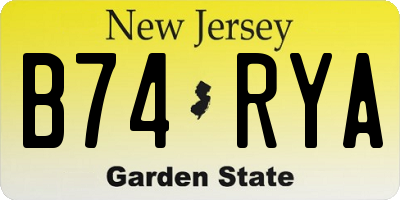 NJ license plate B74RYA