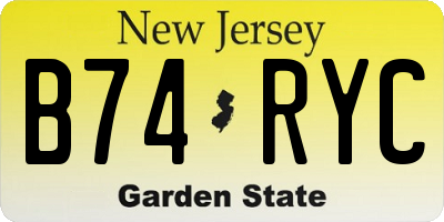 NJ license plate B74RYC