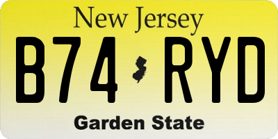 NJ license plate B74RYD