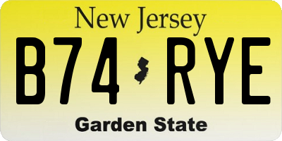 NJ license plate B74RYE