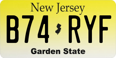 NJ license plate B74RYF
