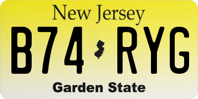 NJ license plate B74RYG