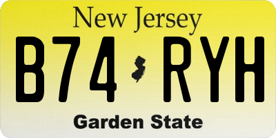 NJ license plate B74RYH