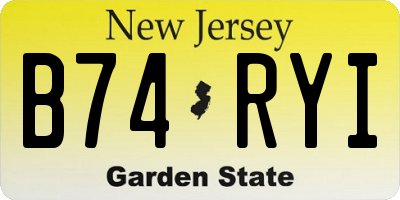 NJ license plate B74RYI