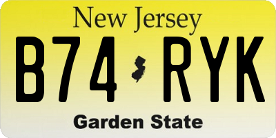 NJ license plate B74RYK
