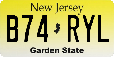 NJ license plate B74RYL