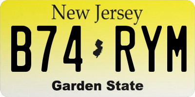 NJ license plate B74RYM
