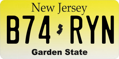 NJ license plate B74RYN