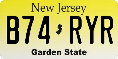 NJ license plate B74RYR