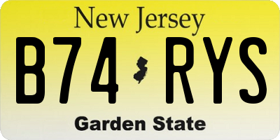 NJ license plate B74RYS