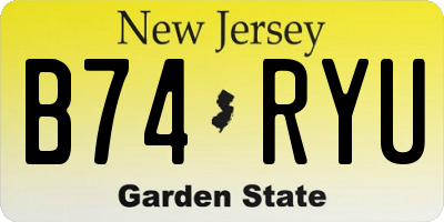 NJ license plate B74RYU