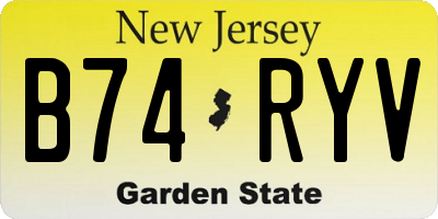 NJ license plate B74RYV