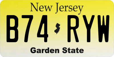 NJ license plate B74RYW