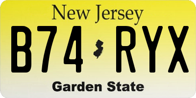 NJ license plate B74RYX