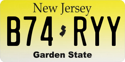 NJ license plate B74RYY