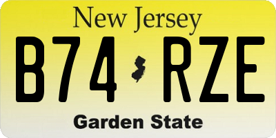 NJ license plate B74RZE