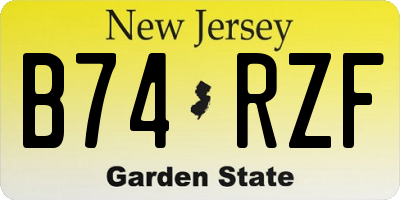 NJ license plate B74RZF