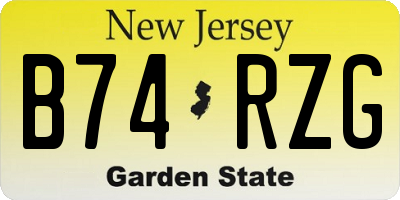 NJ license plate B74RZG