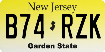 NJ license plate B74RZK