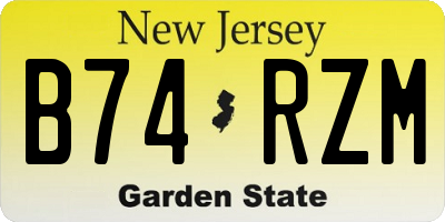NJ license plate B74RZM