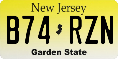 NJ license plate B74RZN