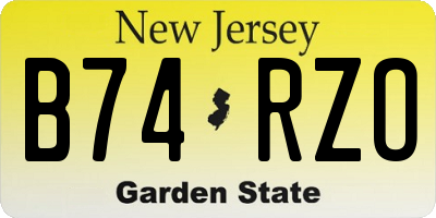 NJ license plate B74RZO