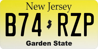 NJ license plate B74RZP