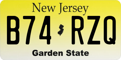 NJ license plate B74RZQ