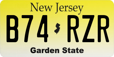 NJ license plate B74RZR