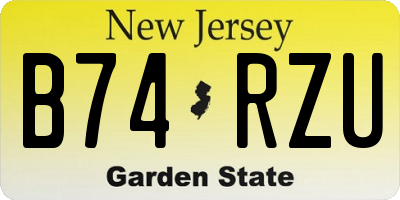 NJ license plate B74RZU