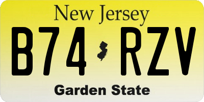 NJ license plate B74RZV